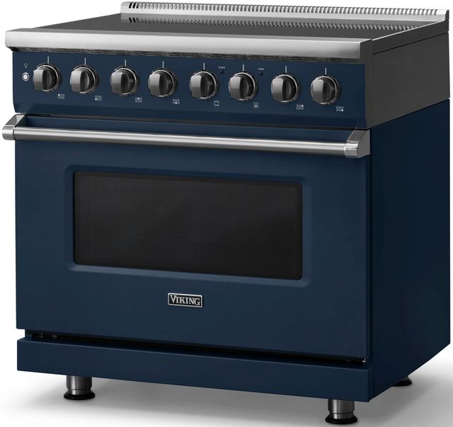 Viking® 5 Series 36" Slate Blue Pro Style Induction Range with Polished Chrome Trim-2