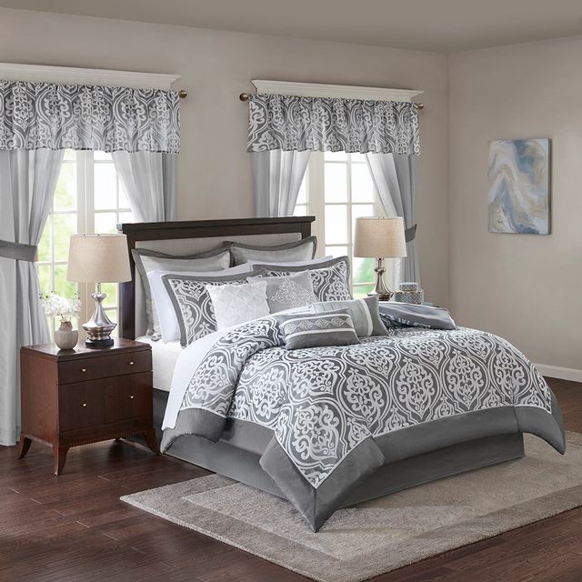 Olliix by Madison Park Essentials 24 Pieces Grey King Jordan Room in a Bag Set-0