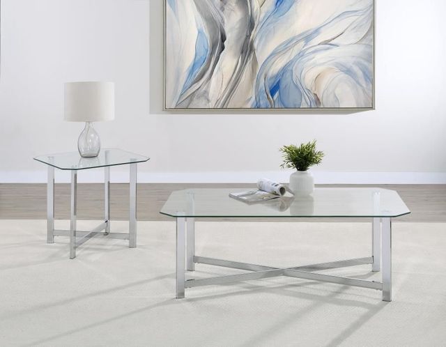 Coaster® Cronin 2-Piece Square Tempered Glass Top Coffee Table with Chrome Base-1