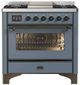 Ilve® Majestic III 36" Blue Gray Pro Style Dual Fuel Natural Gas Range with Triple Glass Door and Burnished Trim-0