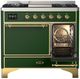 Ilve® Majestic III 40" Emerald Green Pro Style Dual Fuel Liquid Propane Range with Solid Door and Brass Trim-3
