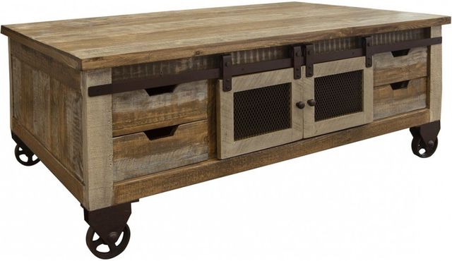 International Furniture Direct Antique Brown Cocktail Table-0