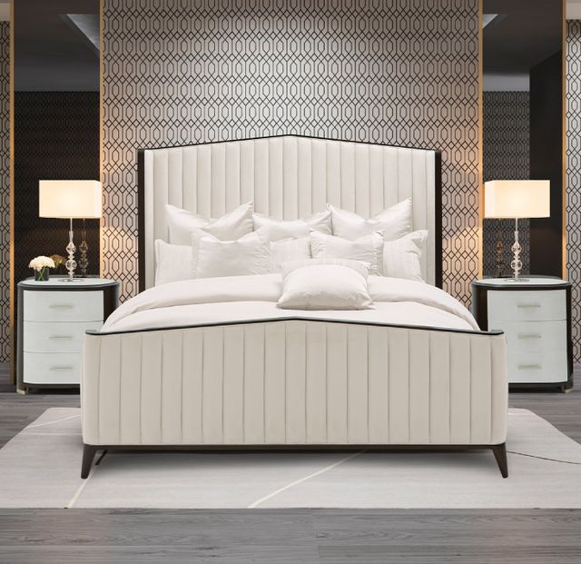 Michael Amini® Paris Chic Espresso Upholstered California King Panel Bed-1