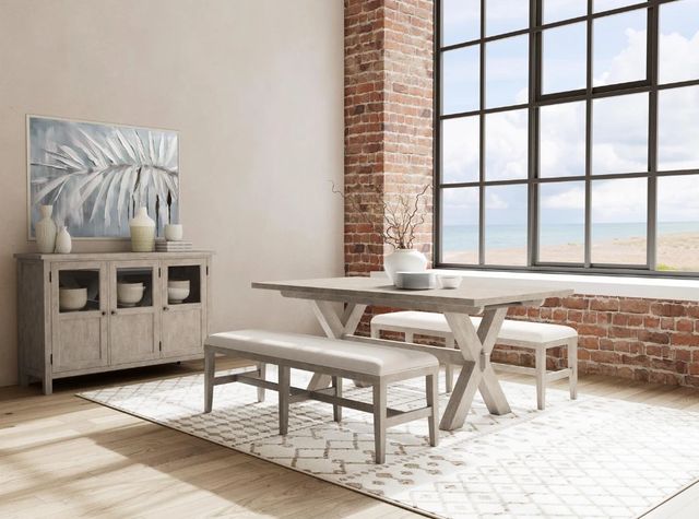 Riverside Furniture Bennett Frosted Gray 58" Upholstered Dining Bench-1