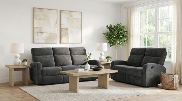 Coaster® Hamilton 2-Piece Charcoal Gray Manual Reclining Sofa Set-2