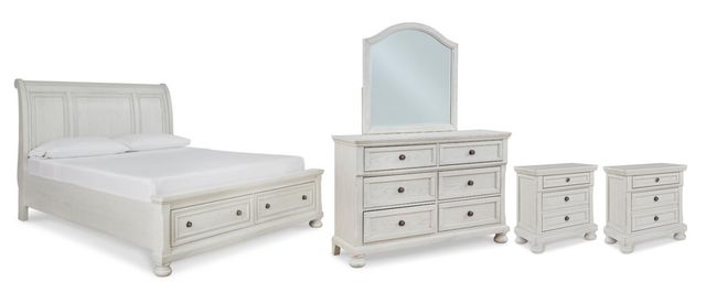Signature Design by Ashley® Robbinsdale 5-Piece Antique White Queen Sleigh Bed Set-0