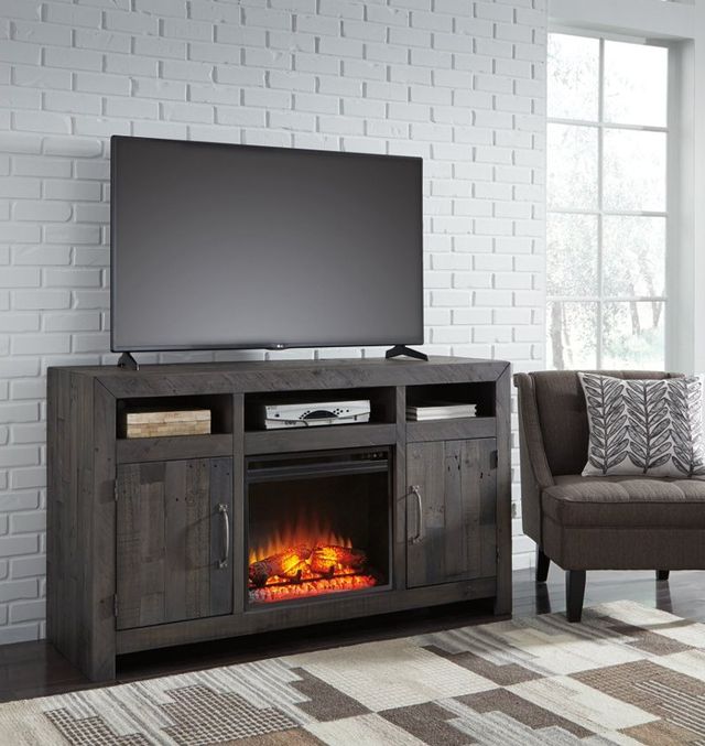 Signature Design by Ashley® Mayflyn Charcoal Large TV Stand with Fireplace-2