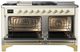 Ilve® Majestic III 60" Antique White Pro Style Dual Fuel Liquid Propane Range with Griddle and Brass Trim-1