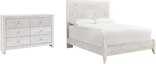 Signature Design by Ashley® Paxberry 2-Piece Whitewash Queen Panel Bed Set-0