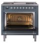 Ilve® Nostalgie II Noblesse 36'' Blue Gray Pro Style Dual Fuel Range with Chrome Trim-1