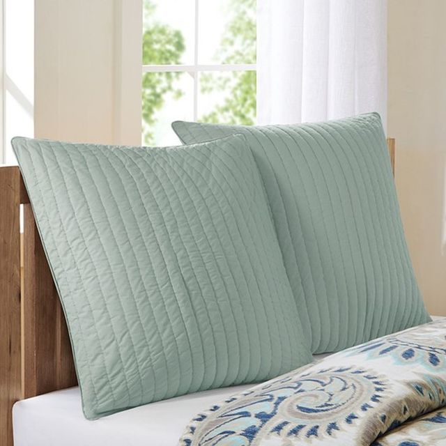 Olliix by INK+IVY Seafoam Camila Quilted Euro Sham-0