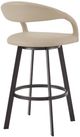 Armen Living Ramona Beige/Matte Black Swivel Bar Stool-4