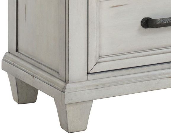 Elements International McCoy Antique White Nightstand-2