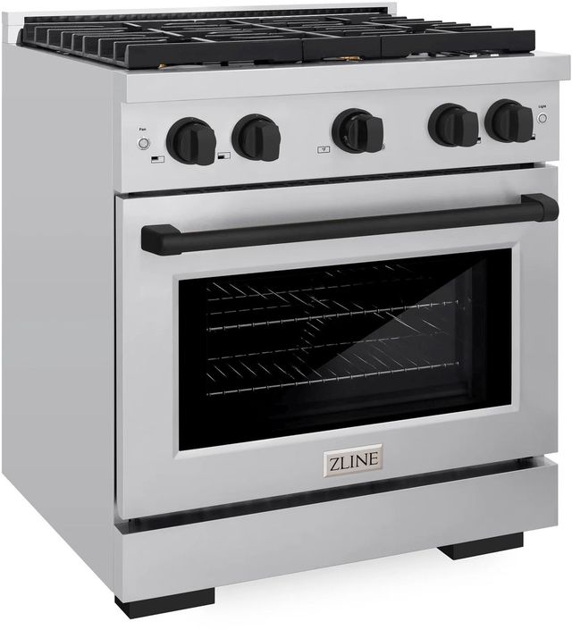 ZLINE Autograph Edition Paramount 30" Stainless Steel Pro Style Dual Fuel Range with Matte Black Accents-2
