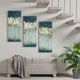 Olliix by Madison Park Teal Set f 3 Midnight Forest Gel Coat Canvas with Gold Foil Embellishment-2