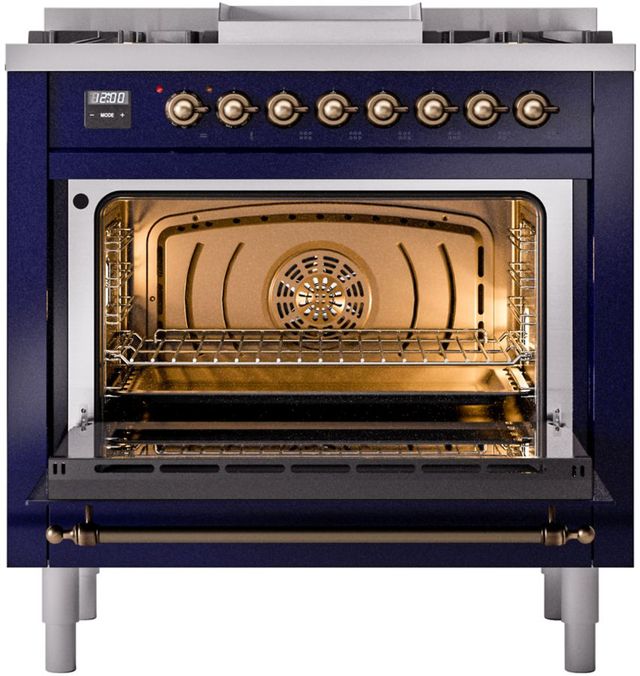 Ilve® Nostalgie II Series 36" Midnight Blue Pro Style Dual Fuel Range-2