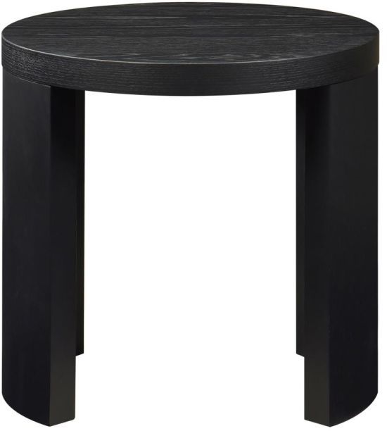 Coaster® Sweeney Chenille Black Round Wood Occasional Side End Table-3