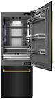ZLINE Autograph Edition 30" 16.1 Cu. Ft. Black Stainless Steel Built In Bottom Freezer Refrigerator with Graphite Gray Interior and Polished Gold Accents-3