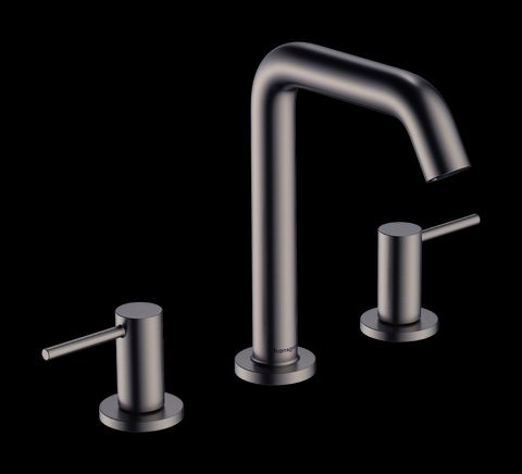 Hansgrohe Tecturis S Brushed Black Chrome 6" Widespread Faucet with Push Open Drain-0
