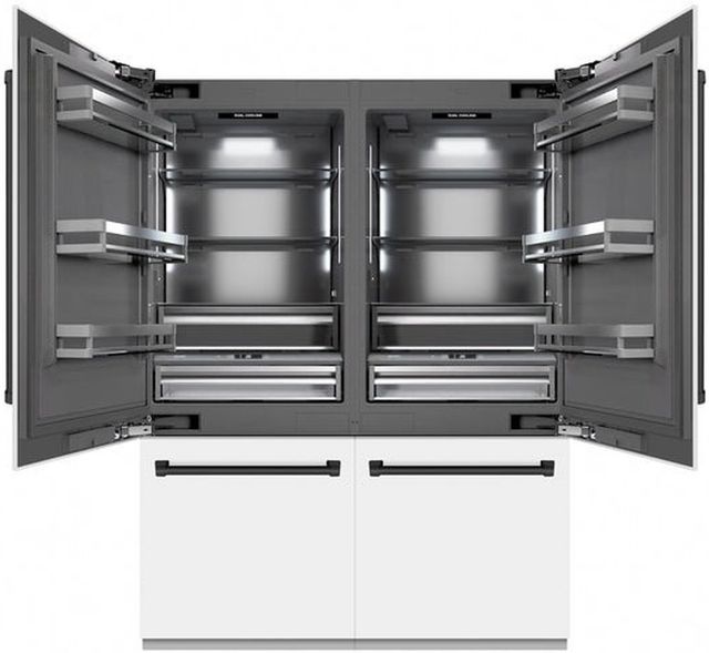 ZLINE Autograph Edition 60" 32.2 Cu. Ft. White Matte Built-In  French Door Refrigerator with Water Dispensers, Ice Makers, and Matte Black Accents-2