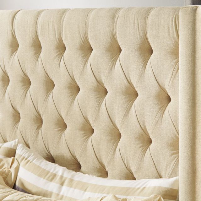 Signature Design by Ashley® Norrister Beige Queen Upholstered Storage Bed-2