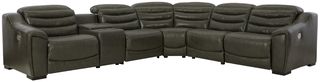 Signature Design by Ashley® Center Line 6-Piece Dark Gray Power Reclining Sectional