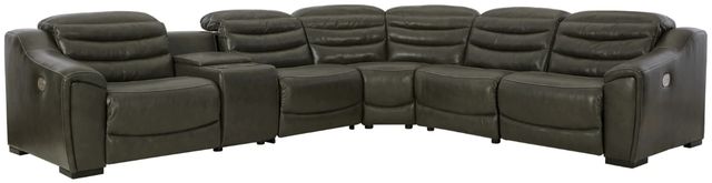 Signature Design by Ashley® Center Line 6-Piece Dark Gray Power Reclining Sectional-0