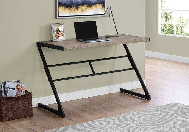 Monarch Specialties Inc. 48"L Dark Taupe and Black Metal Computer Desk-3