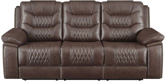 Coaster® Flamenco Brown Tufted Upholstered Motion Sofa-1