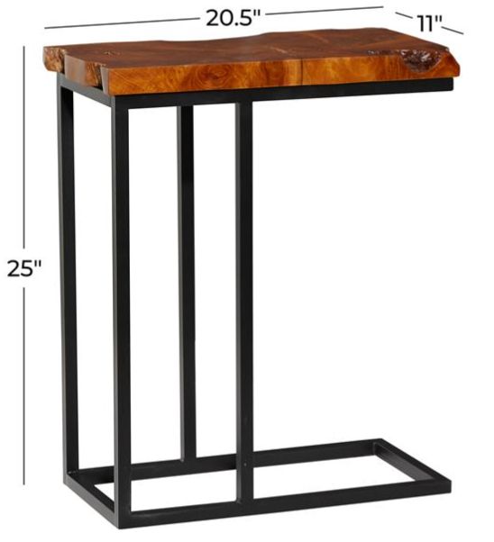 Deco Marche Brown Accent Table with Black Base-3