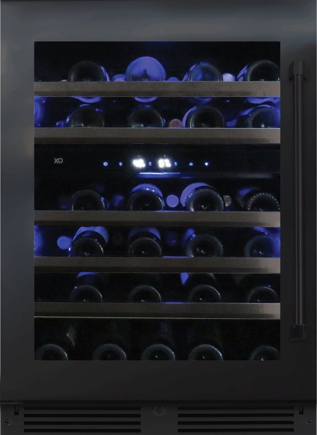 XO 24'' 5.4 Cu. Ft. Black Stainless Steel Dual Zone Built-In Wine Cooler with Left Hinge Glass Door-0