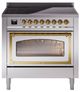 Ilve® Nostalgie II Noblesse 36'' Stainless Steel Pro Style Induction Range with Brass Trim-0
