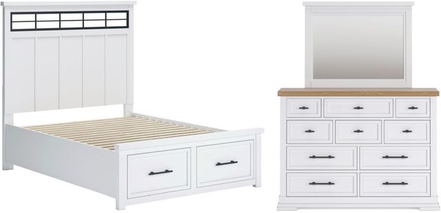 Signature Design by Ashley® Ashbryn 3-Piece White/Natural Queen Panel Bed Set-0