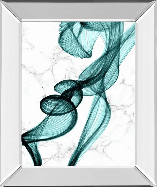Classy Art Teal Ribbons III by Irena Orlov Mirror Framed Wall Art-0