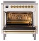 Ilve® Nostalgie II Noblesse 36'' Antique White Pro Style Induction Range with Brass Trim-2