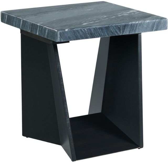 Elements International Beckley Ebony End Table with Dark Marble Top-0