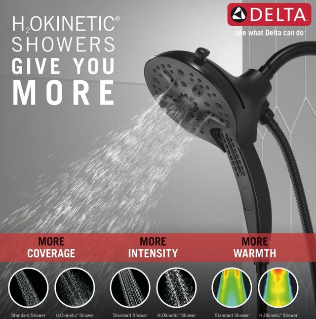 Delta Universal Showering In2ition® H2Okinetic® Matte Black 1.75 GPM 5-Setting 2-in-1 Shower-3