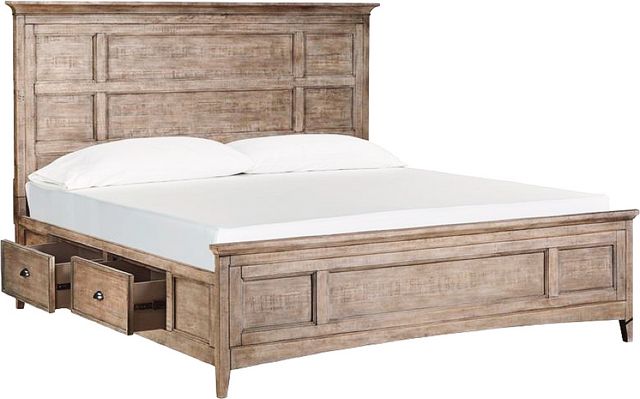 Magnussen Home® Paxton Place Dovetail Grey Complete Queen Panel Bed with Storage Rails-1