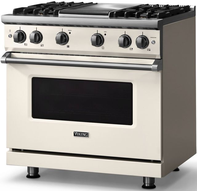 Viking® 5 Series 36" Pure White Pro Style Gas (LP) Range with Polished Chrome Trim-2