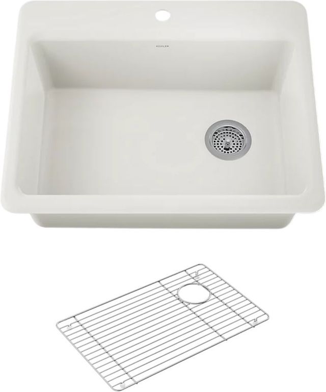 KOHLER® Riverby® Biscuit 27" 1-Faucet Hole Top-Mount Single-Bowl Kitchen Sink-0