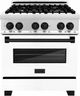 ZLINE Autograph Edition 30" Stainless Steel Pro Style Dual Fuel Range with White Matte Door and Matte Black Accents-0
