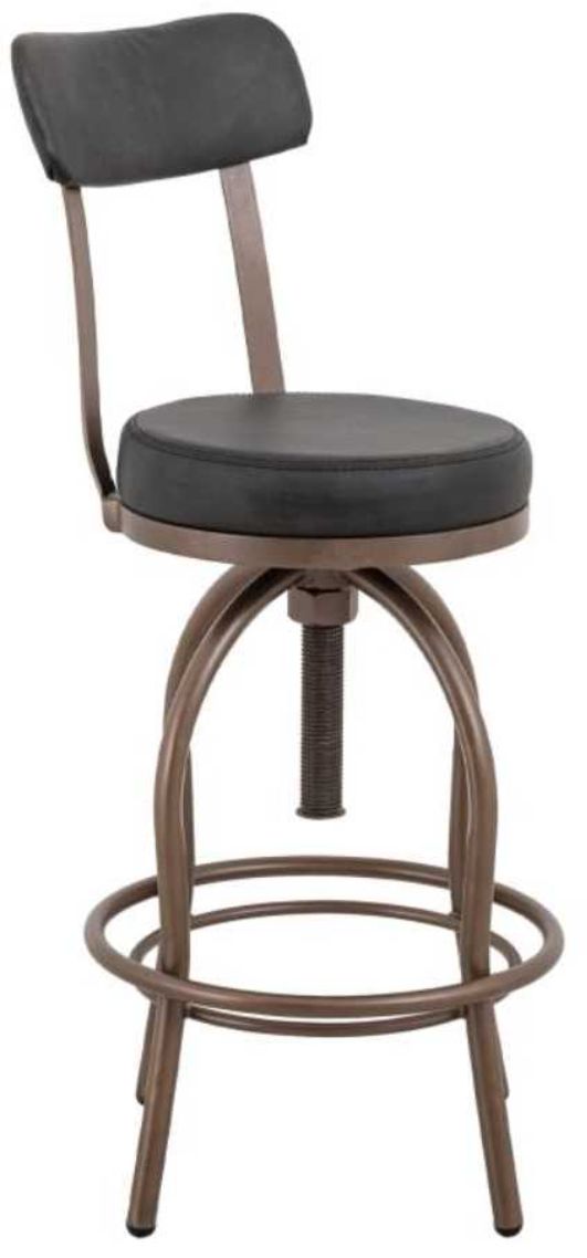 International Furniture Direct Altea Gunmetal/Matte Dark Brown Upholstered Adjustable Barstool-0