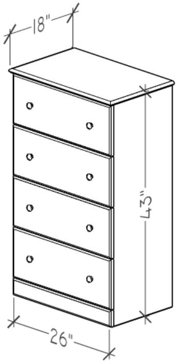 Perdue Woodworks 15,000 Essential Brown/Gray 26" 4-Drawer Chest-2