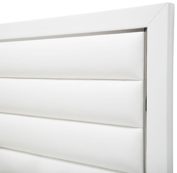 Michael Amini® State St. Glossy White/White California King Upholstered Panel Bed-3