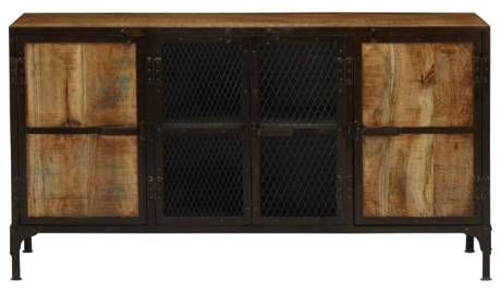 Jaipur Furniture Industrial 4-Door Black/Brown Sideboard-0