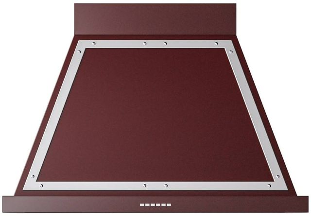 Ilve® Nostalgie II Noblesse 36" Burgundy Wall Mounted Range Hood with Chrome Trim-0