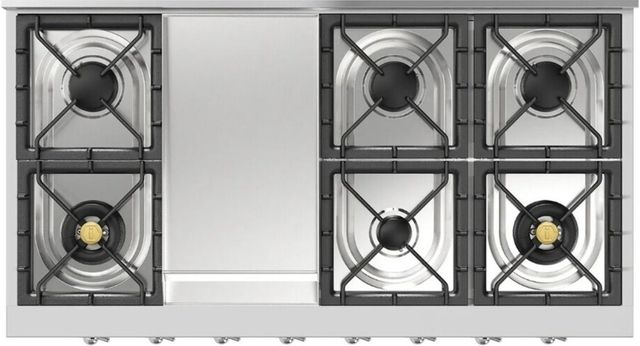 Ilve Nostalgie II 48” Stainless Steel Gas Rangetop with 8 Burners, Griddle and Chrome Trim-0