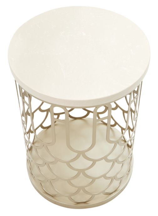 Michael Amini® La Marisia Creamy Pearl Chairside Table-2