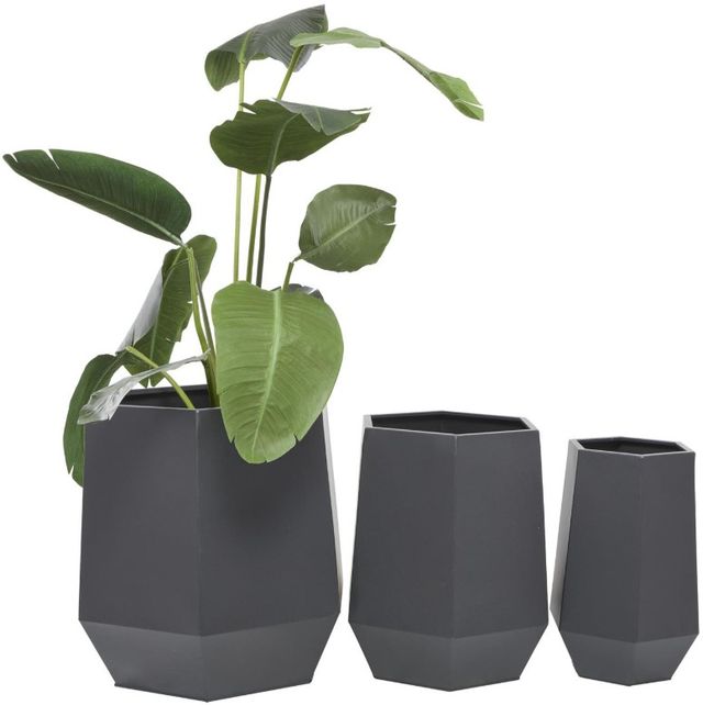 Deco Marche CosmoLiving by Cosmopolitan 3-Piece Gray Indoor Outdoor Planter-2