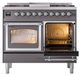 Ilve® Nostalgie II Noblesse 40'' Graphite Matte Pro Style Dual Fuel Range with Chrome Trim-4